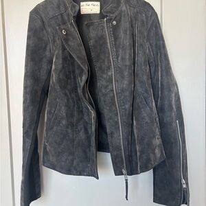 We The Free Charcoal Leather Jacket
